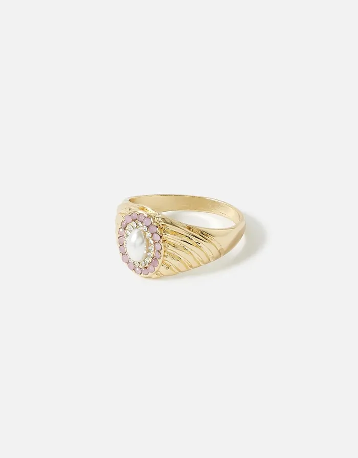 Accessorize Pearl Halo Statement Ring Cream Pearl Women Rings
