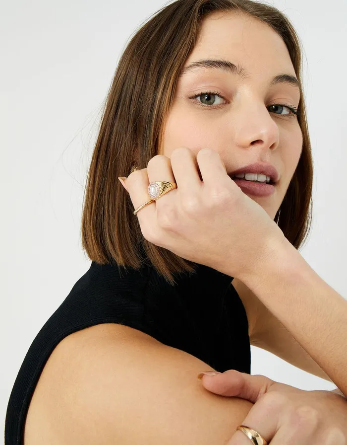 Accessorize Pearl Halo Statement Ring Cream Pearl Women Rings