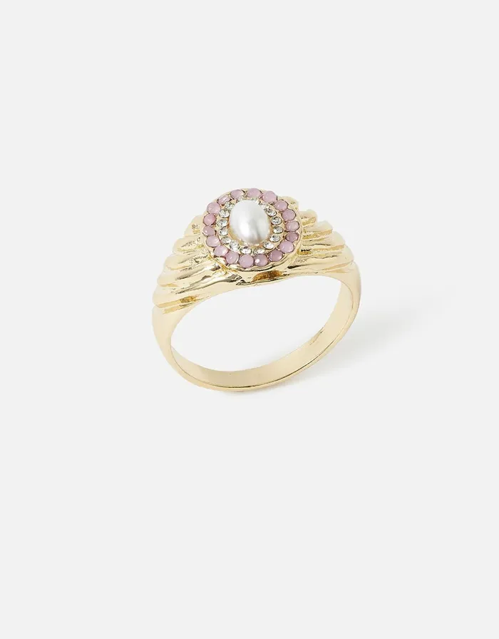 Accessorize Pearl Halo Statement Ring Cream Pearl Women Rings