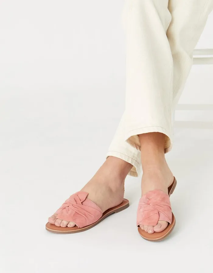 Accessorize Perth Fabric Twist Sliders Pink Pink Women Sandals and Flip Flops