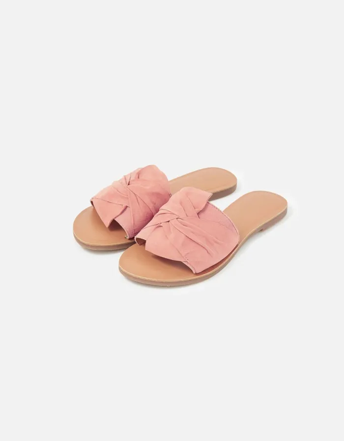 Accessorize Perth Fabric Twist Sliders Pink Pink Women Sandals and Flip Flops