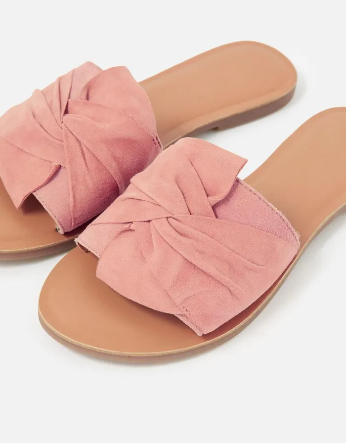 Accessorize Perth Fabric Twist Sliders Pink Pink Women Sandals and Flip Flops