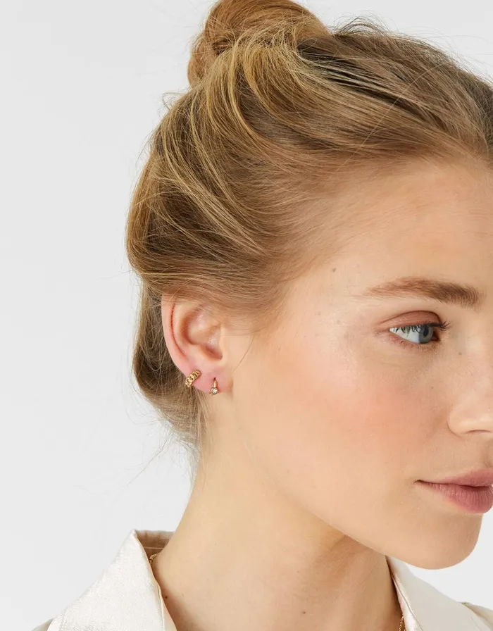 Accessorize Plain Chain Crystal Hoop Set Gold Gold Women Earrings
