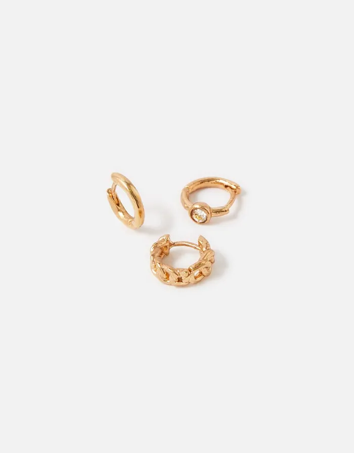 Accessorize Plain Chain Crystal Hoop Set Gold Gold Women Earrings