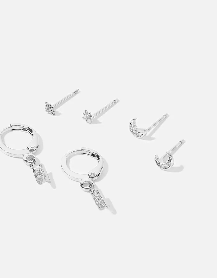 Accessorize PlatinumPlated Celestial Earring Set Women Earrings