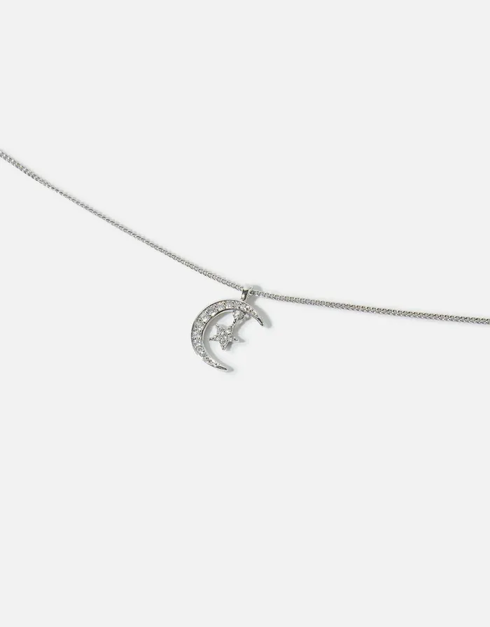 Accessorize PlatinumPlated Celestial Moon Pendant Necklace Women Necklaces