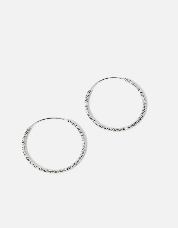 Accessorize PlatinumPlated Diamond Cut Medium Hoops Women Earrings