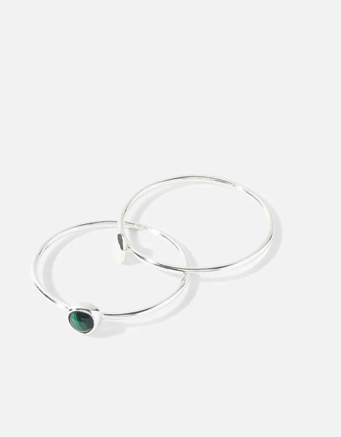 Accessorize Recycled Sterling Silver Malachite Stacking Rings Green Green Women Rings