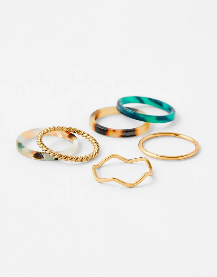 Accessorize Resin Ring Set Multi Darksmulti Women Rings