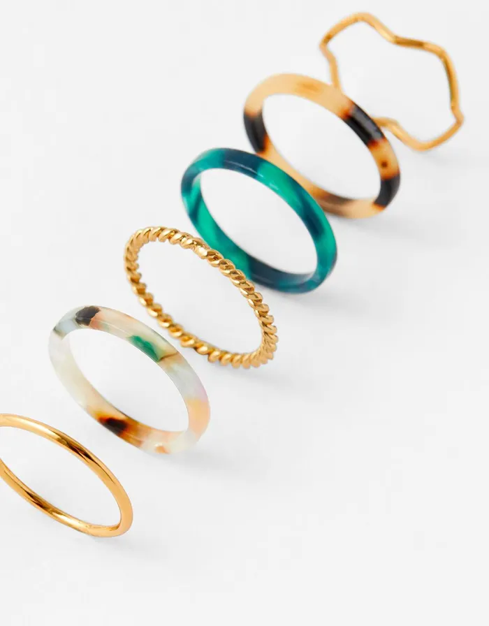 Accessorize Resin Ring Set Multi Darksmulti Women Rings