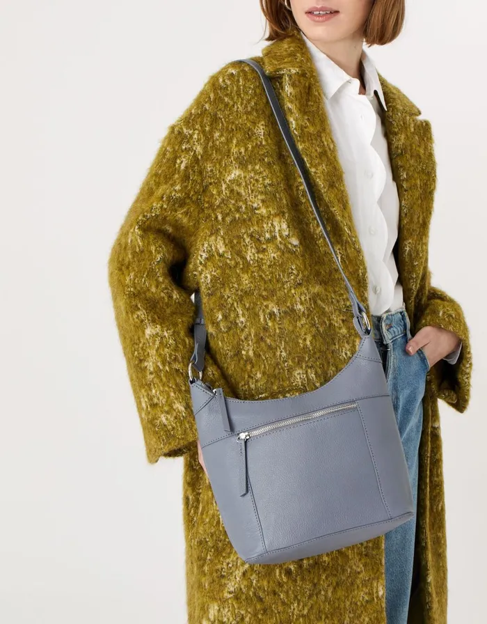 Accessorize Sadie Leather Scoop CrossBody Blue Blue Women Leather Bags