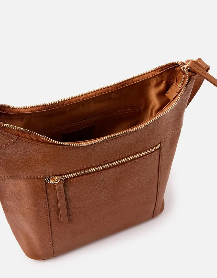 Accessorize Sadie Leather Scoop CrossBody Tan Tan Women Leather Bags