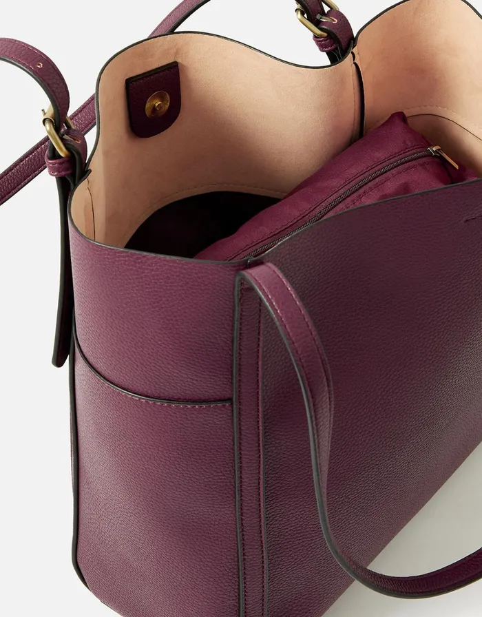 Accessorize Sadie Slouch Shoulder Bag Burgundy Women Vegan Bags Backpacks and Purses