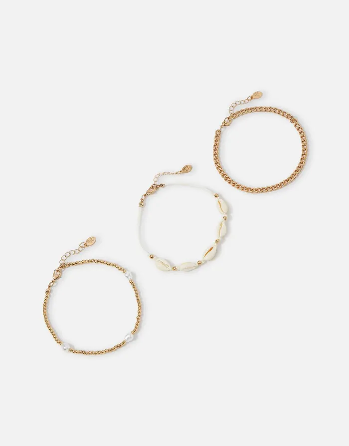 Accessorize Shell Anklet Set Women Anklets