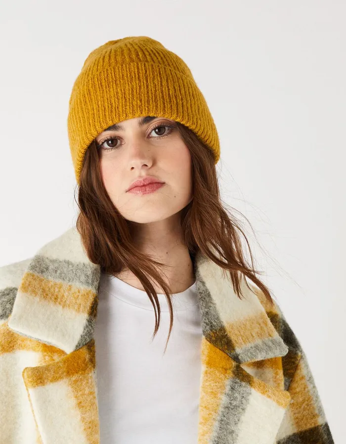 Accessorize Soho Knit Beanie Hat Ochre Women Hats