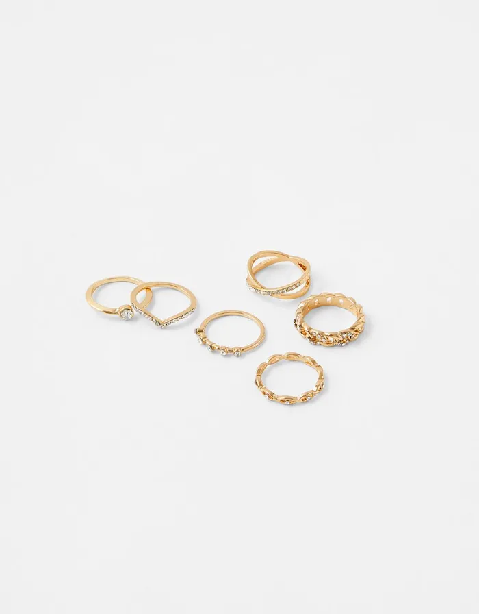 Accessorize Sparkle Stacking Ring Set White Crystal Women Rings