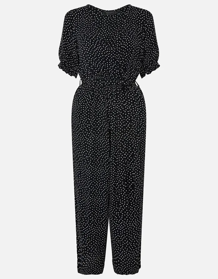 Accessorize Spot Wrap Jumpsuit In LENZING ECOVERO Black Black White Women Jumpsuits and Playsuits