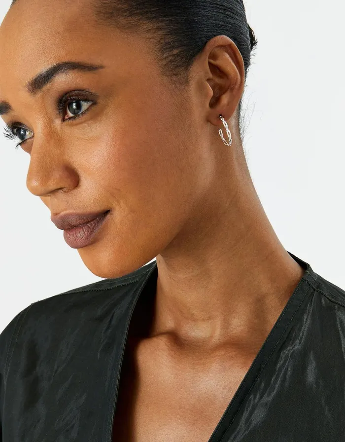 Accessorize Sterling Silver Chain Hoop Earrings Women Earrings