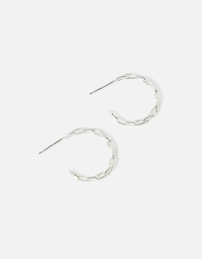 Accessorize Sterling Silver Chain Hoop Earrings Women Earrings