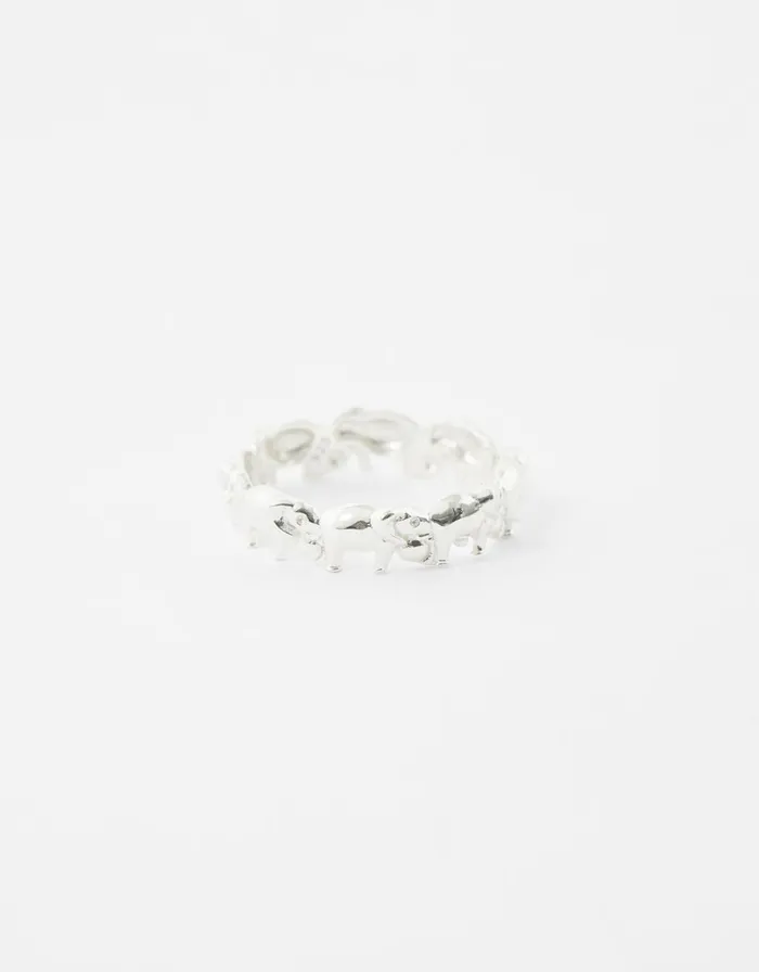 Accessorize Sterling Silver Elephant Band Ring Silver St Silver Women Rings