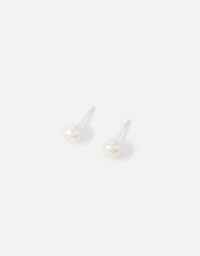 Accessorize Sterling Silver Freshwater Pearl Stud Earrings Women Earrings