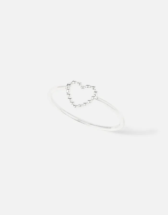Accessorize Sterling Silver Heart Ring Silver St Silver Women Rings