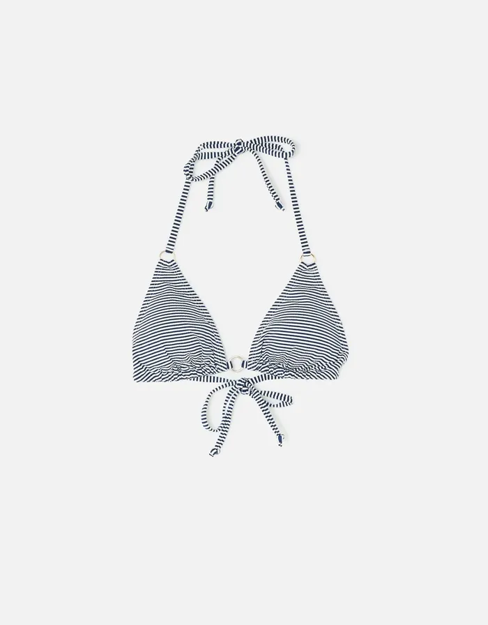 Accessorize Stripe Triangle String Bikini Blue Navy Women Bikinis