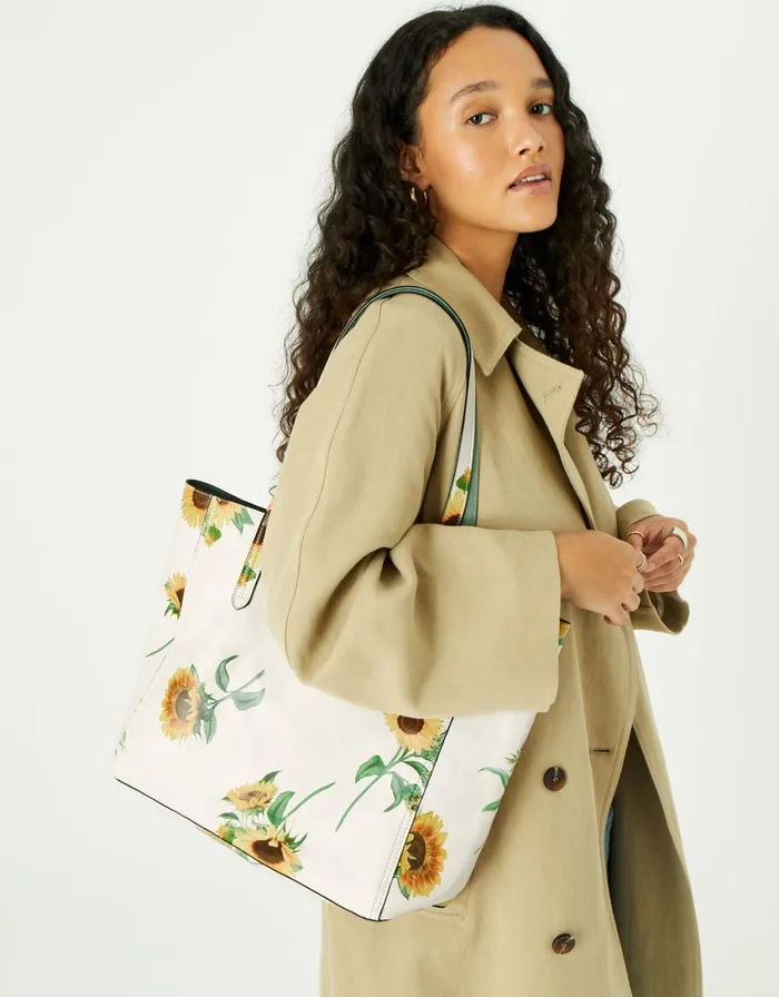 Accessorize Sunflower Print Reversible Tote Bag Women Vegan Bags Backpacks and Purses
