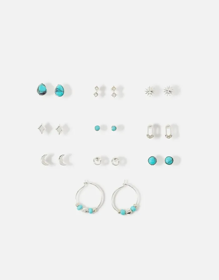 Accessorize Super Classics Turquoise Stud Set Women Earrings