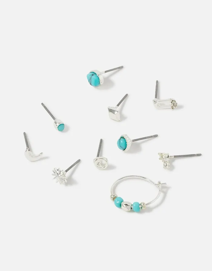 Accessorize Super Classics Turquoise Stud Set Women Earrings