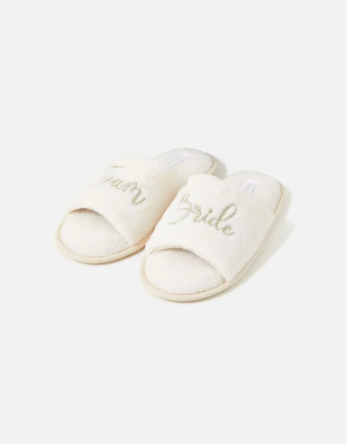 Accessorize Team Bride Slippers Ivory Ivory Women Slippers
