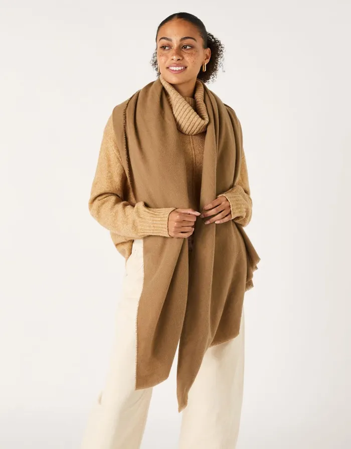 Accessorize Wells Blanket Scarf Camel Women Scarves
