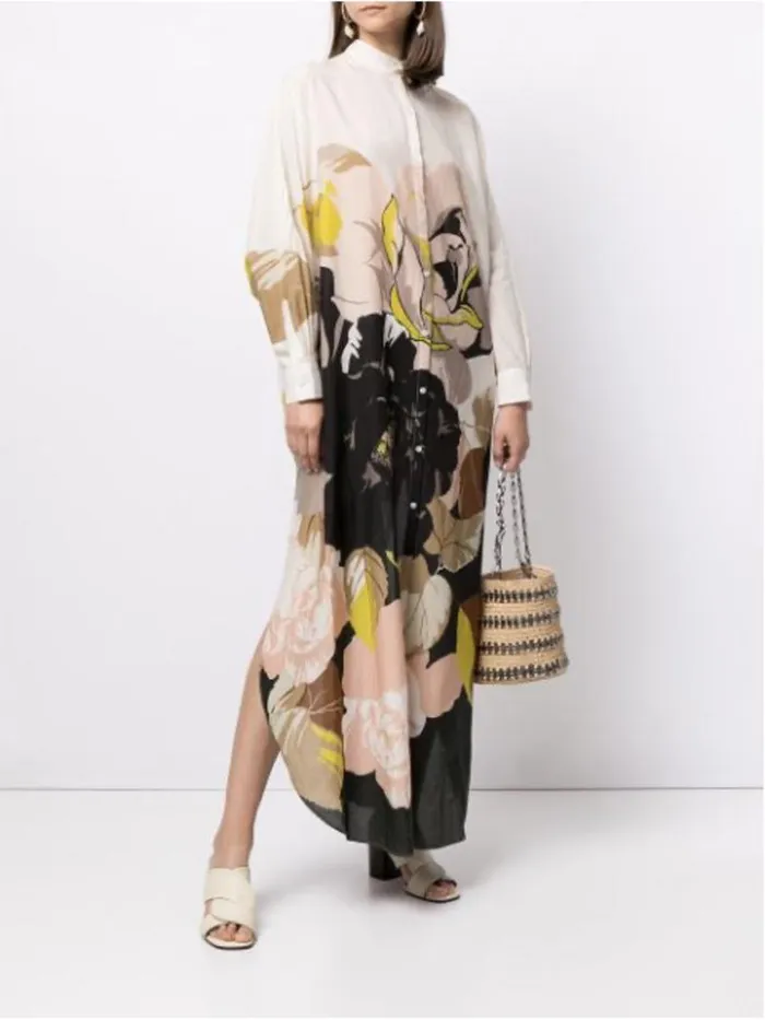 Adam Lippes Dresses and Jumpsuits Caftan In Printed Voile Ivory Floral 8211 Women