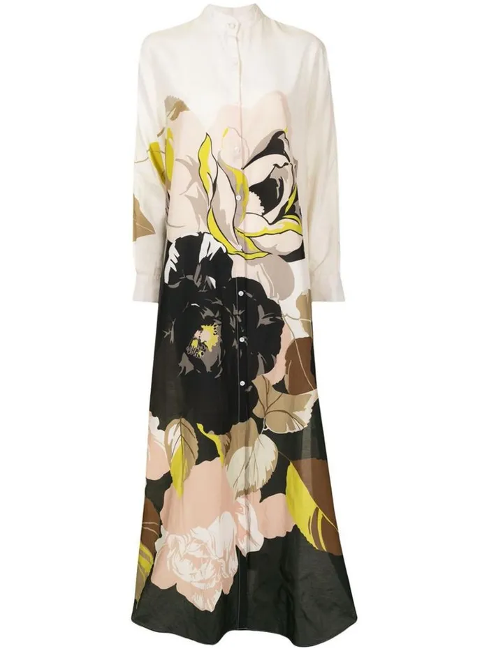 Adam Lippes Dresses and Jumpsuits Caftan In Printed Voile Ivory Floral 8211 Women
