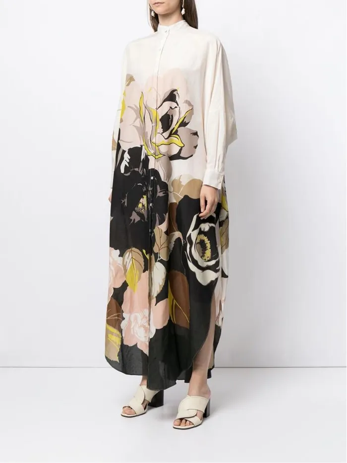 Adam Lippes Dresses and Jumpsuits Caftan In Printed Voile Ivory Floral 8211 Women