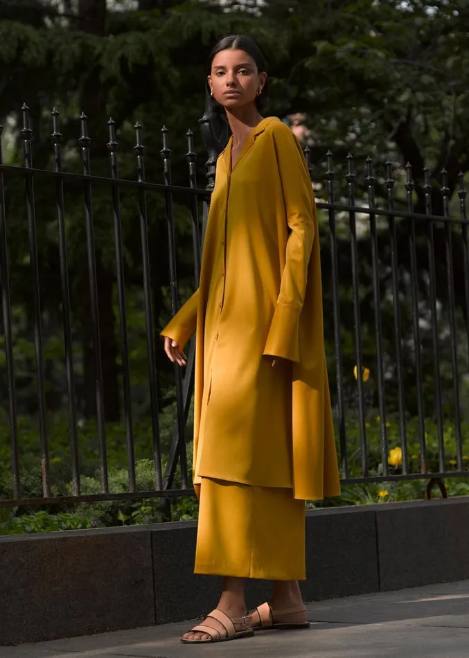 Adam Lippes Dresses and Jumpsuits Caftan In Tropical Wool Turmeric 8211 Women