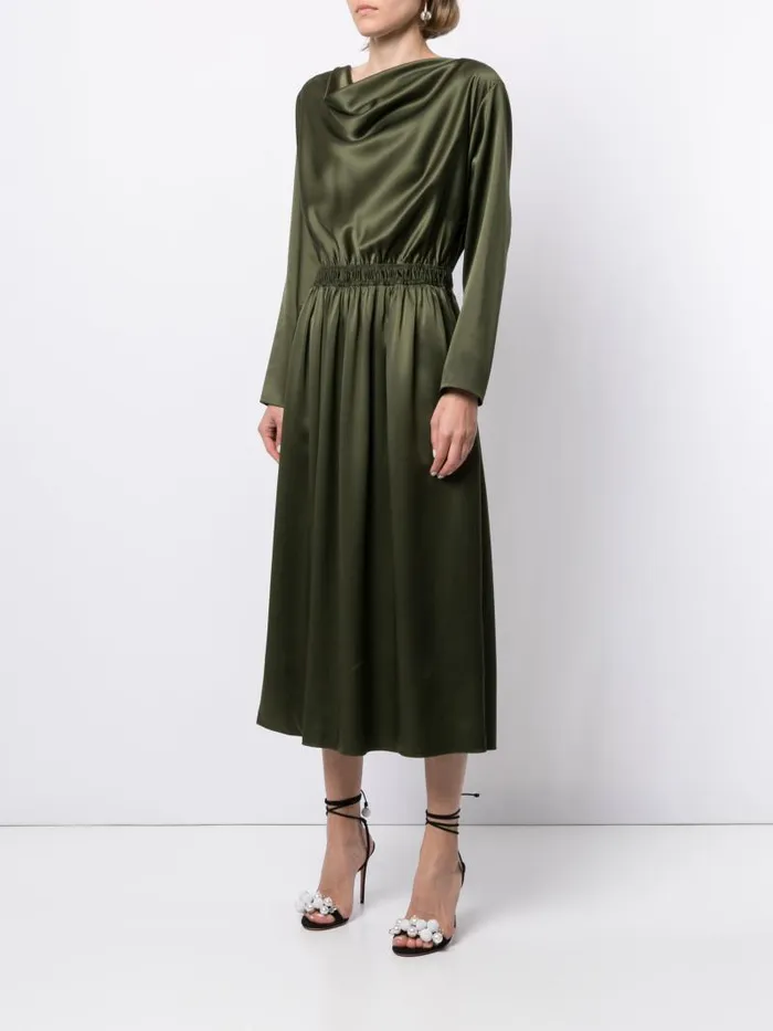 Adam Lippes Dresses and Jumpsuits Cowl Neck Dress In Silk Charmeuse Army Green 8211 Women