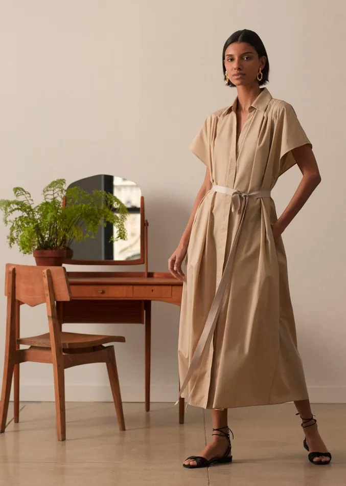 Adam Lippes Dresses and Jumpsuits Shirt Dress In Cotton Poplin Khaki 8211 Women