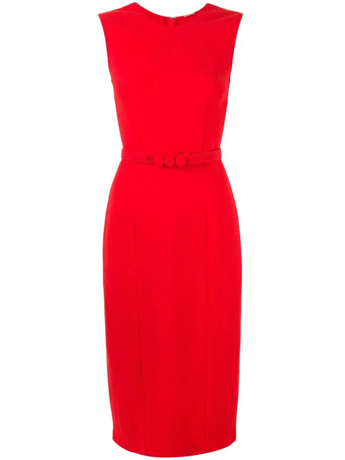 Adam Lippes Dresses and Jumpsuits VNeck Sheath Dress With Belt In Wool Crepe Red 8211 Women