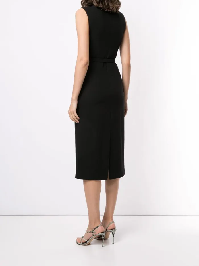 Adam Lippes Dresses and Jumpsuits VNeck Sheath Dress With Crystal Belt In Wool Crepe Black 8211 Women
