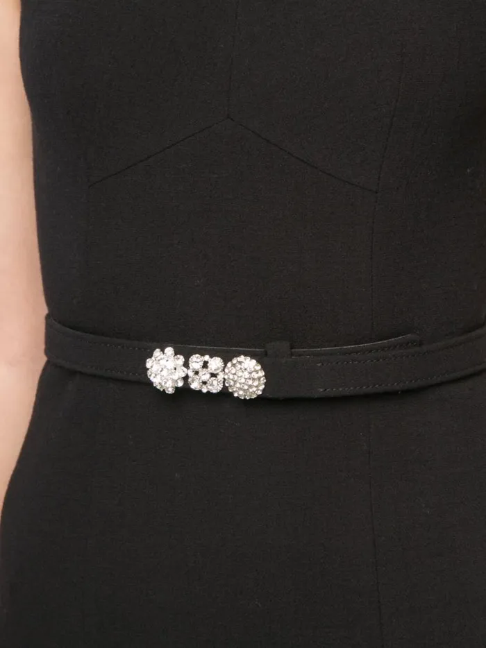 Adam Lippes Dresses and Jumpsuits VNeck Sheath Dress With Crystal Belt In Wool Crepe Black 8211 Women