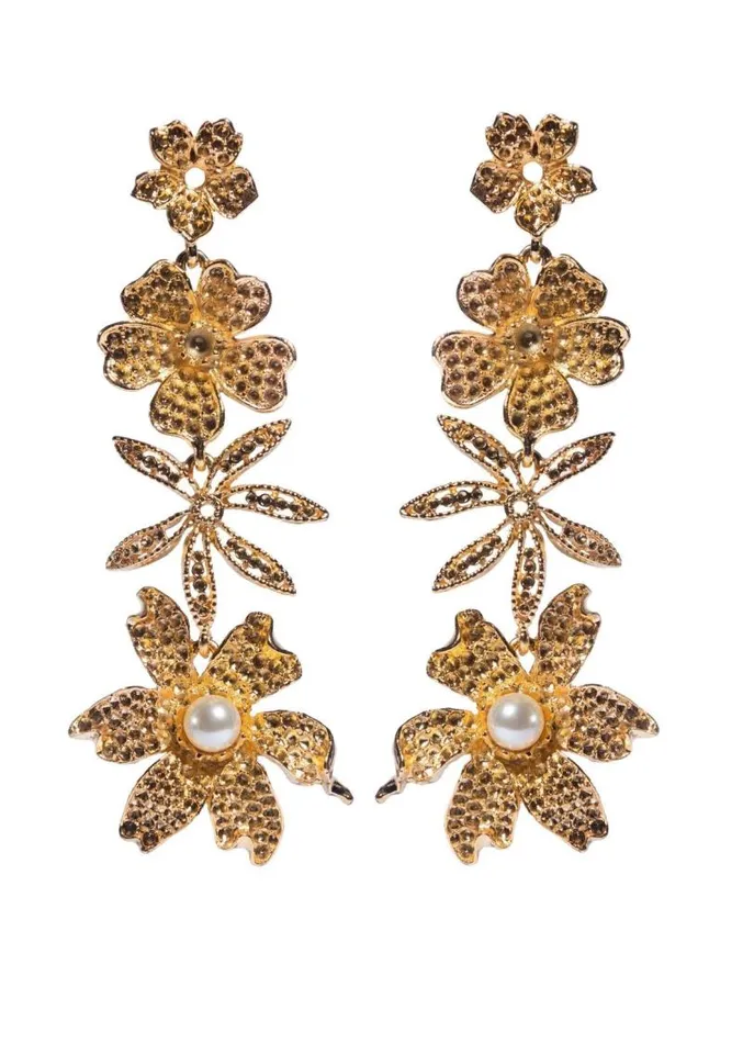 Adam Lippes Earrings Four Flower Drop Earrings In Gold Gold 8211 Women