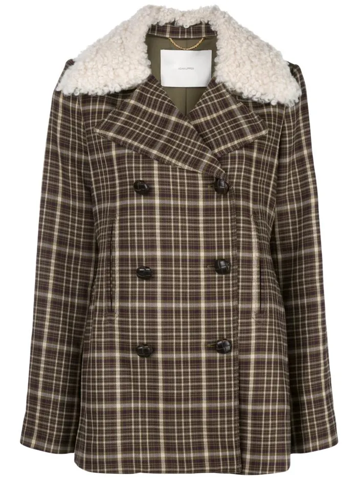 Adam Lippes Jackets and Coats Peacoat In Double Face Wool Plaid 8211 Women