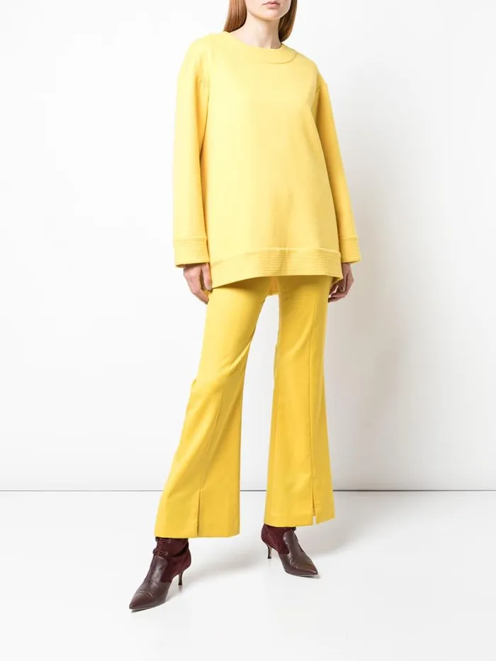 Adam Lippes Pants Bell Crop Pant In Tropical Wool Canary 8211 Women