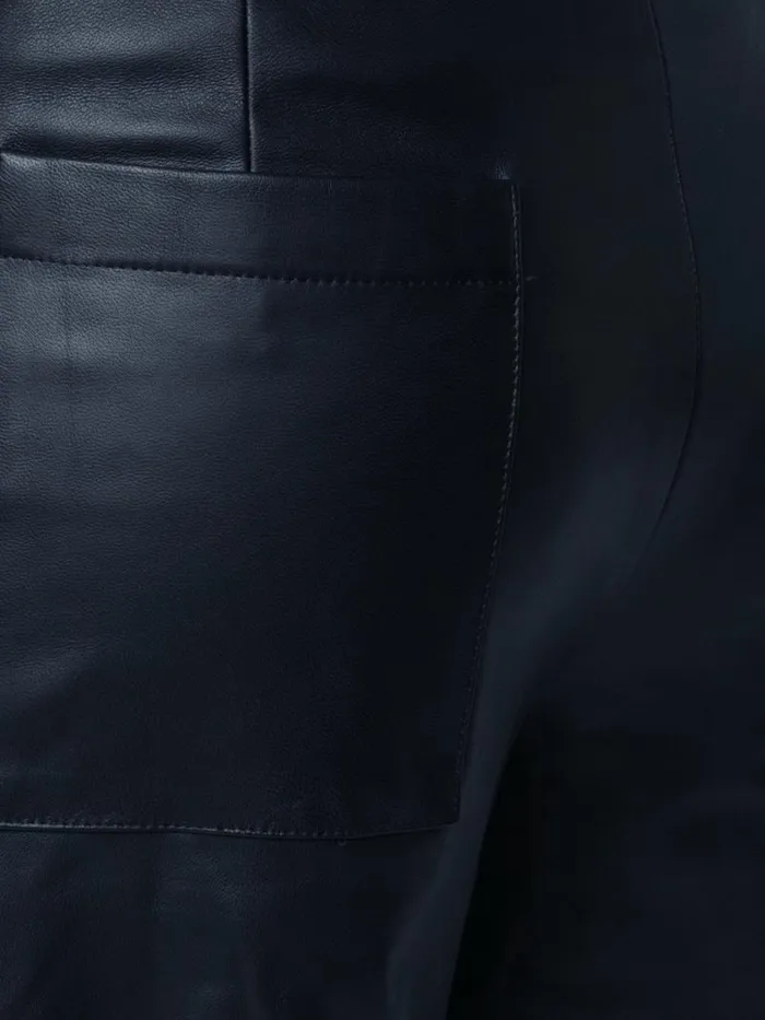 Adam Lippes Pants Leather WideLeg Culotte Navy 8211 Women