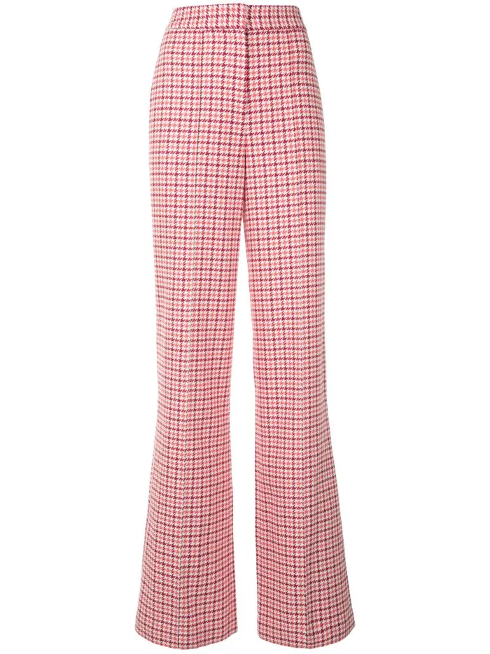 Adam Lippes Pants Pintuck WideLeg Trouser In Cotton Jacquard Houndstooth Houndstooth 8211 Women