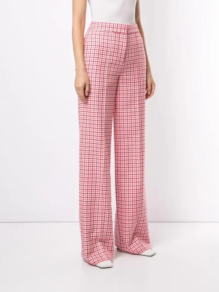 Adam Lippes Pants Pintuck WideLeg Trouser In Cotton Jacquard Houndstooth Houndstooth 8211 Women