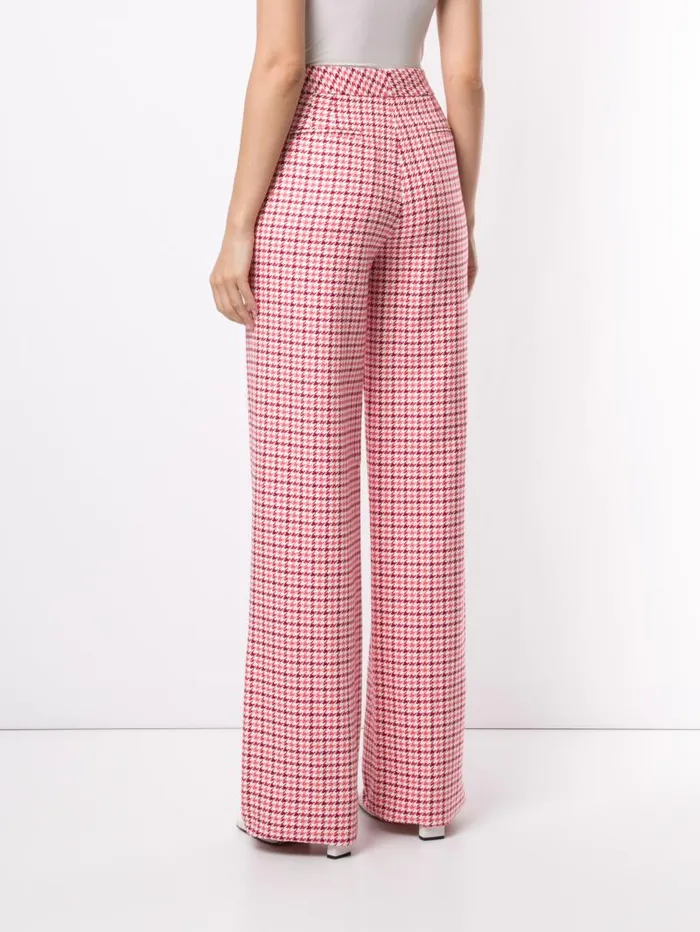 Adam Lippes Pants Pintuck WideLeg Trouser In Cotton Jacquard Houndstooth Houndstooth 8211 Women
