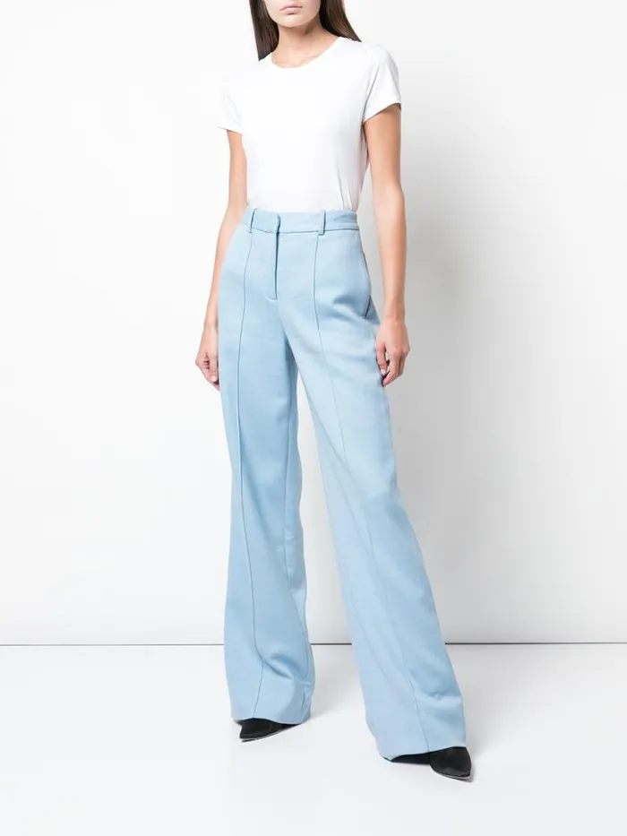 Adam Lippes Pants Trouser In Double Face Wool Light Blue 8211 Women