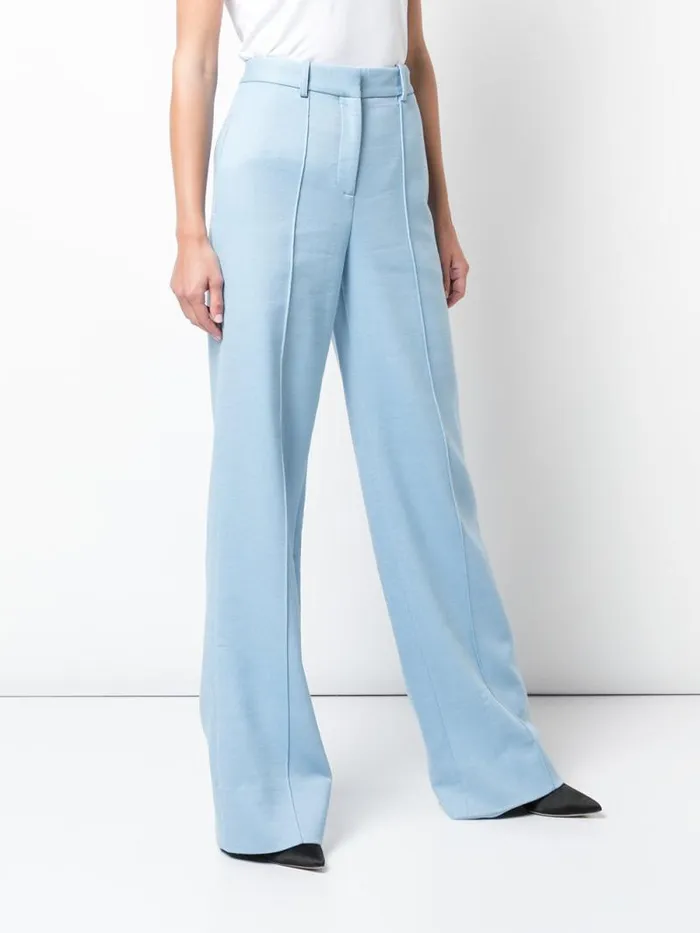 Adam Lippes Pants Trouser In Double Face Wool Light Blue 8211 Women